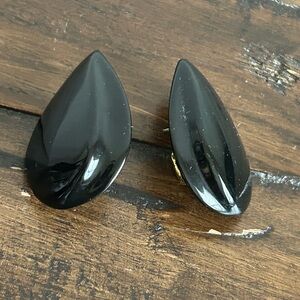 80’d Black Almond Shaped Acrylic Statement Clip Earrings